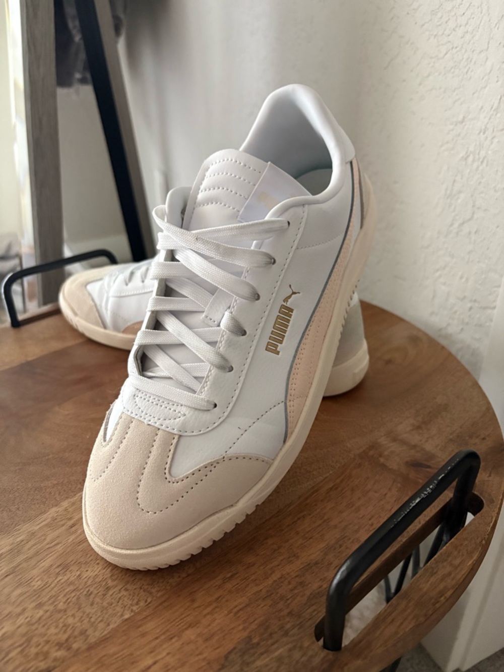 Puma White Sneakers with Blush Accents